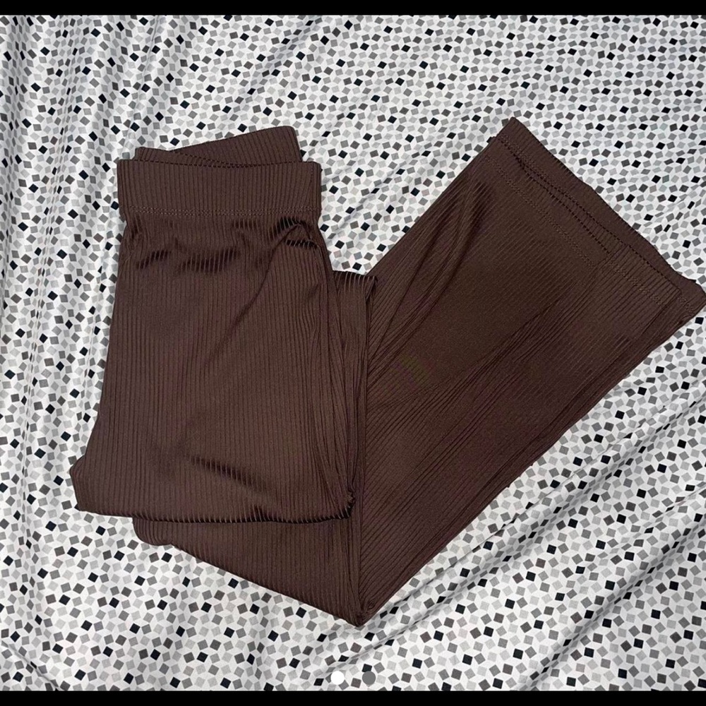 brown flare leggings